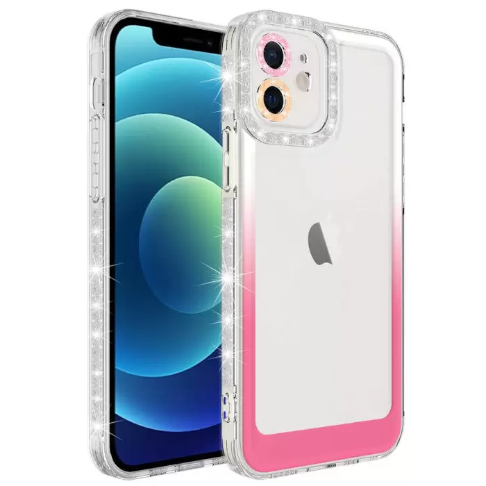 Apple iPhone 11 Kılıf Simli ve Renk Geçiş Tasarımlı Lens Korumalı Lopard Park Kapak