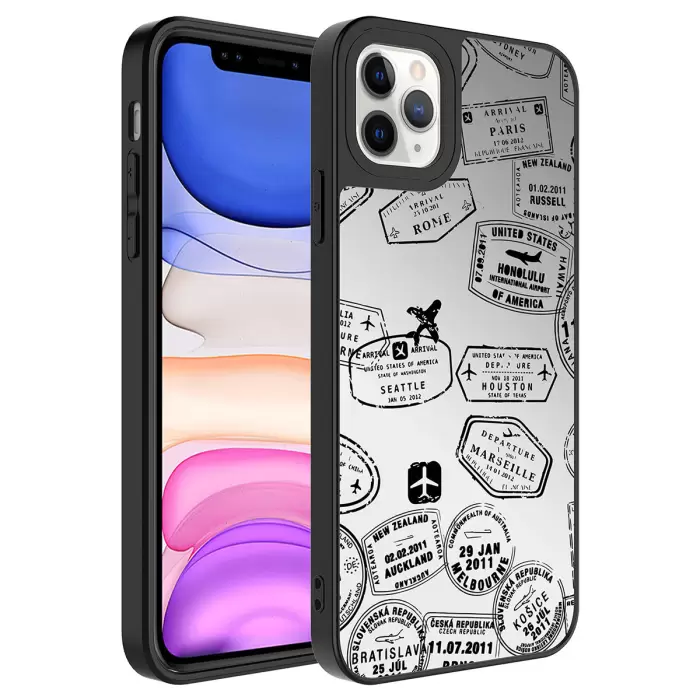 Apple iPhone 11 Pro Kılıf Aynalı Desenli Kamera Korumalı Parlak Lopard Mirror Kapak