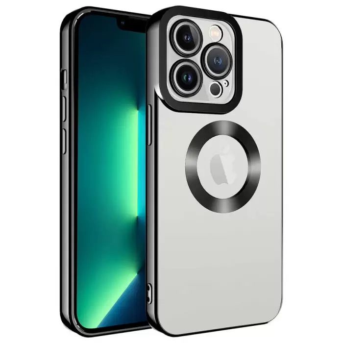 Apple iPhone 11 Pro Max Kamera Lens Korumalı Şeffaf Renkli Logo Gösteren Parlak Omega Kapak