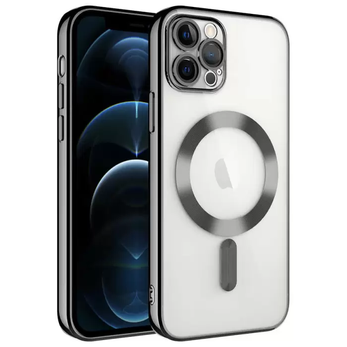 Apple iPhone 11 Pro Max Kılıf Şeffaf Renkli Yumuşak Kamera Lens Korumalı Magsafe Şarj Kapak Demre