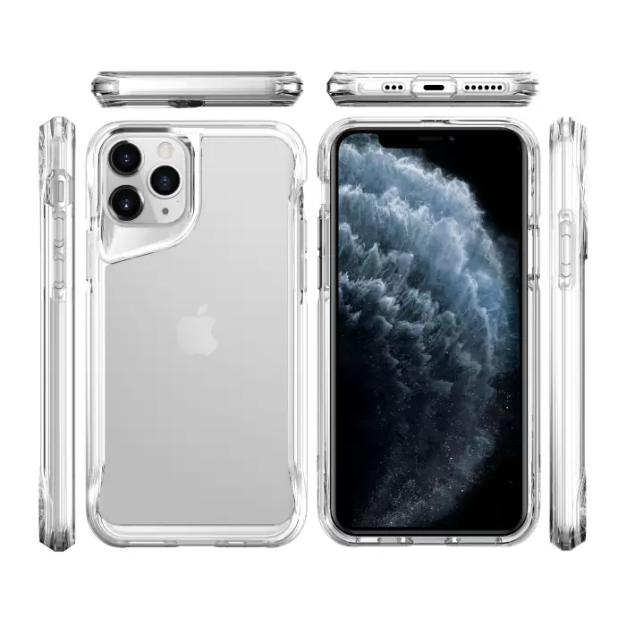 Apple iPhone 11 Pro Max Uyumlu Pürüssüz Sert Kapak Kamera Yükseltili Şeffaf Darbe Emici Ultra Koruma