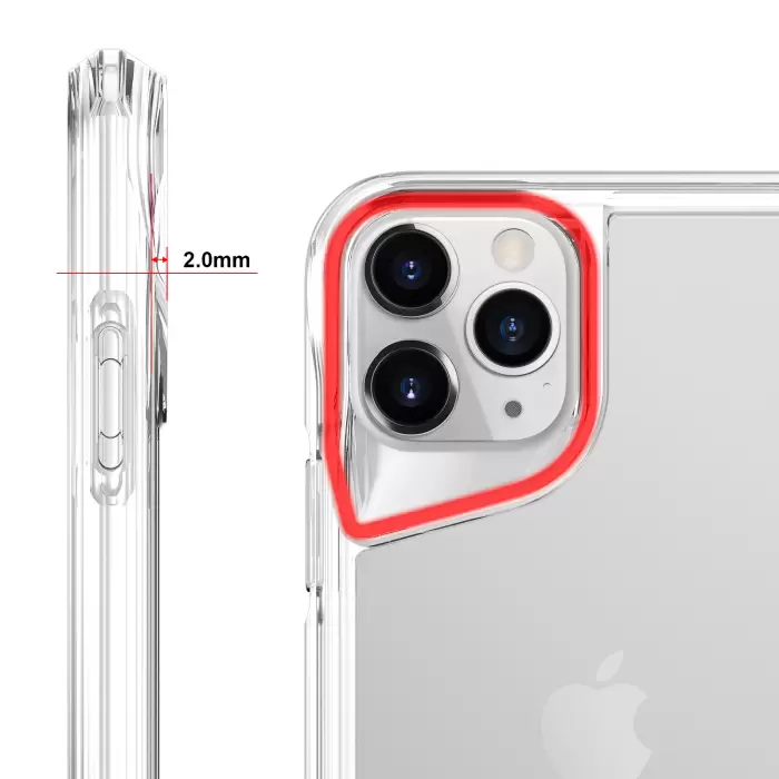 Apple iPhone 11 Pro Max Uyumlu Pürüssüz Sert Kapak Kamera Yükseltili Şeffaf Darbe Emici Ultra Koruma