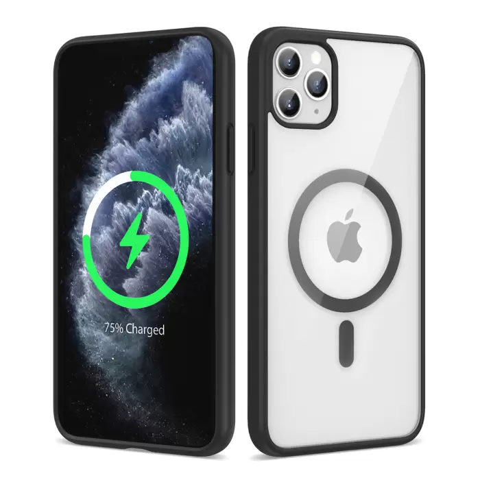 Apple iPhone 11 Pro Max Kılıf Kılıf Sert Silikon Magsafe Şarj Destekli Tam Koruma Renkli Ege Kapak