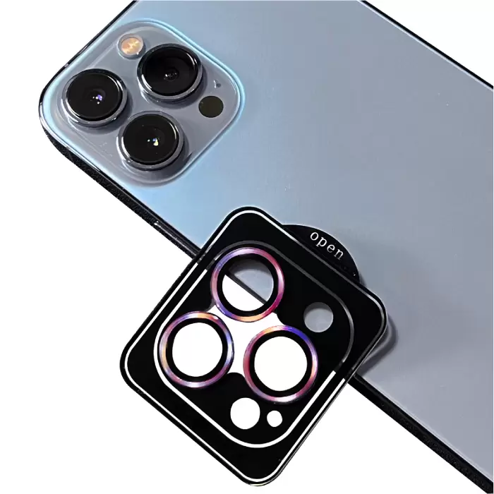 Apple iPhone 11 Pro Max Uyumlu Lens Koruma Parlak Renkli Kamera Koruyucu CL-08 (TAKMA APARATIYLA) Koruma