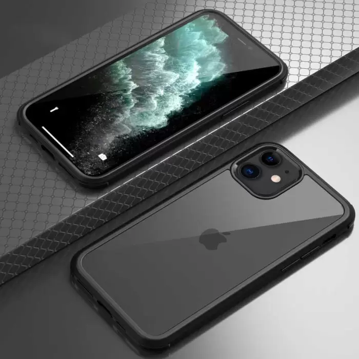 Apple iPhone 12 Kılıf Lopard Dor Silikon Temperli Cam Kapak