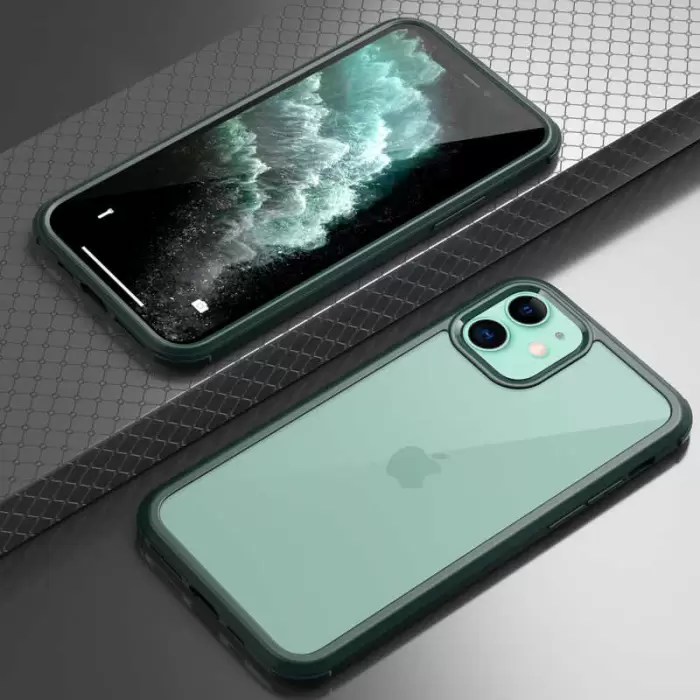 Apple iPhone 12 Kılıf Lopard Dor Silikon Temperli Cam Kapak