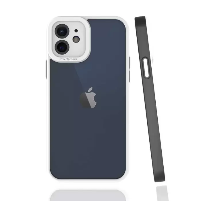 Apple iPhone 12 Kılıf Renkli Silikon Kenarlı Kamera Korumalı Şeffaf Mima Kapak