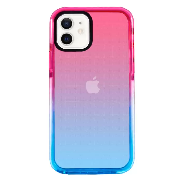 Apple iPhone 12 Uyumlu Kılıf Renkli Transparan Geçişli Parlak Kapak Punto