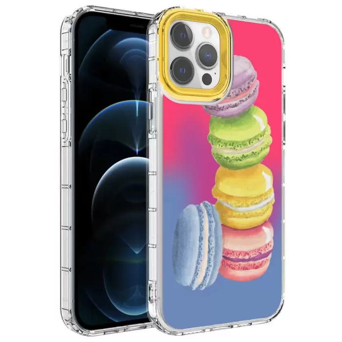 Apple iPhone 12 Pro Kılıf Kamera Korumalı Renkli Desenli Sert Silikon Lopard Korn Kapak