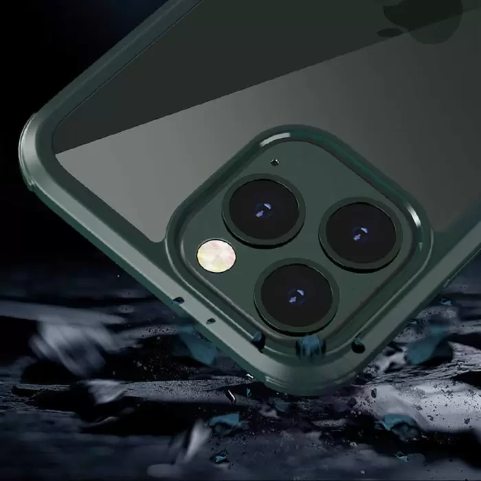 Apple iPhone 12 Pro Kılıf Lopard Dor Silikon Temperli Cam Kapak