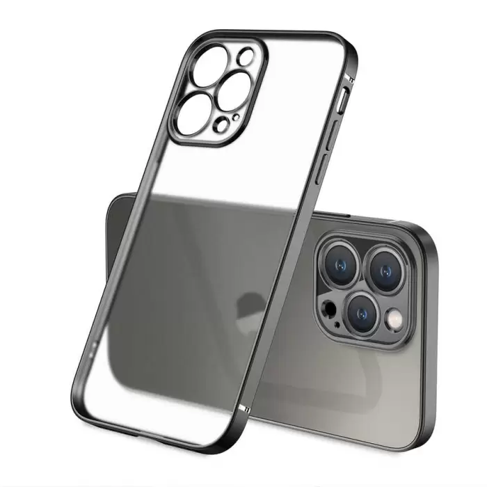 Apple iPhone 12 Pro Kılıf Lopard Mat Gbox Silikon Kapak İnce Mat Arka Yüzey Elektroplatin