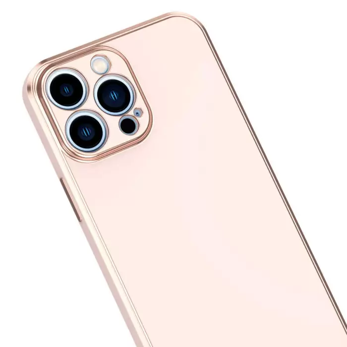 Apple iPhone 12 Pro Kılıf Lopard Parlak Kenarlı Altın Işlemeli Kamera Korumalı Kapak Bark