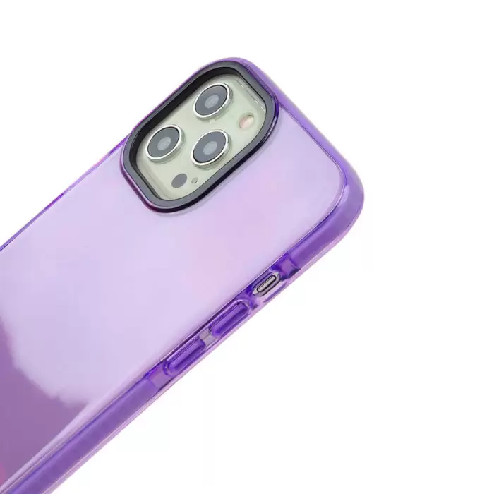 Apple iPhone 12 Pro Uyumlu Kılıf Renkli Transparan Geçişli Parlak Kapak Punto