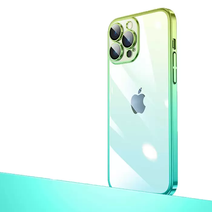 Apple iPhone 12 Pro Kılıf Premium Colorful Ince Kapak Senkron Kamera Üstü Cam Kaplamalı Rainbow Mika