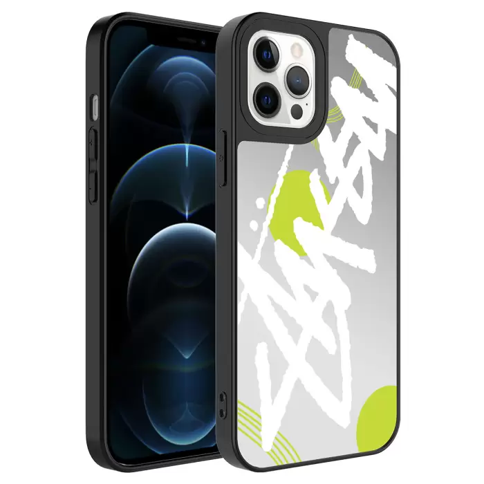 Apple iPhone 12 Pro Max Kılıf Aynalı Desenli Kamera Korumalı Parlak Lopard Mirror Kapak
