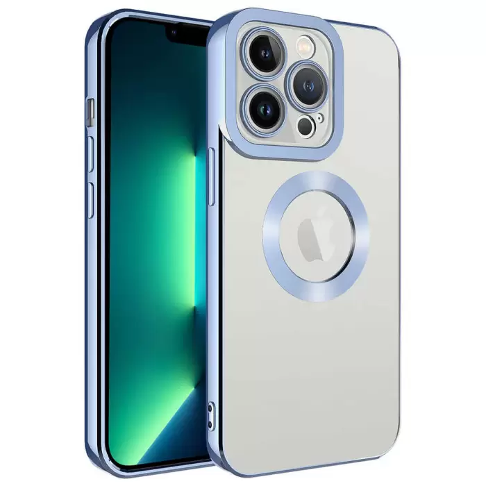 Apple iPhone 12 Pro Max Kamera Lens Korumalı Şeffaf Renkli Logo Gösteren Parlak Omega Kapak