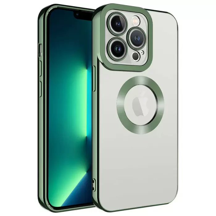 Apple iPhone 12 Pro Max Kamera Lens Korumalı Şeffaf Renkli Logo Gösteren Parlak Omega Kapak