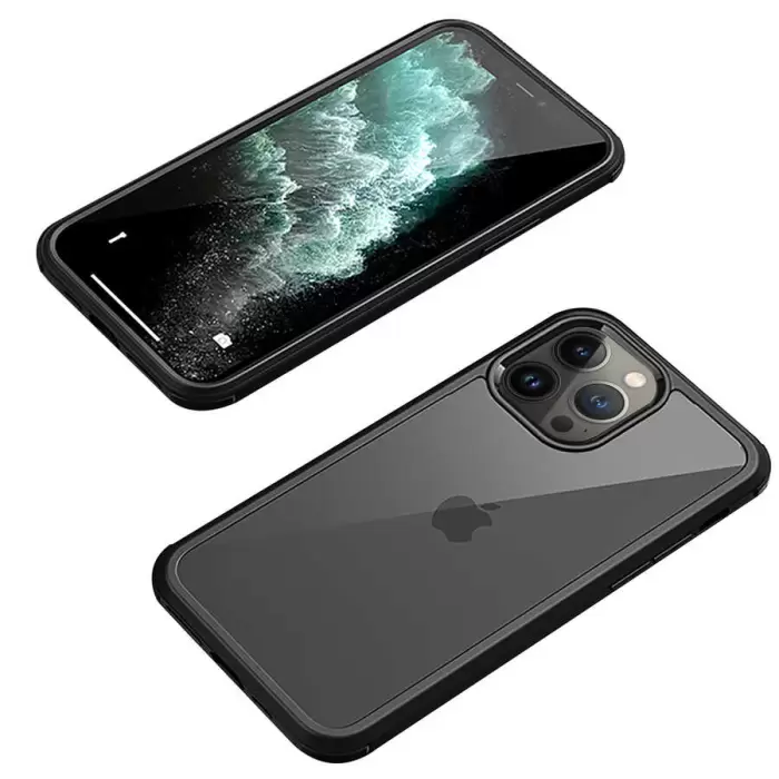 Apple iPhone 12 Pro Max Kılıf Lopard Dor Silikon Temperli Cam Kapak