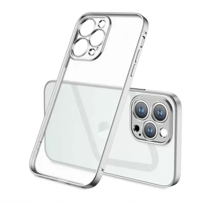 Apple iPhone 12 Pro Max Kılıf Lopard Mat Gbox Silikon Kapak İnce Mat Arka Yüzey Elektroplatin