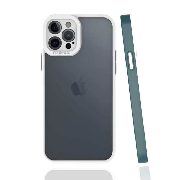 Apple iPhone 12 Pro Max Kılıf Renkli Silikon Kenarlı Kamera Korumalı Şeffaf Mima Kapak