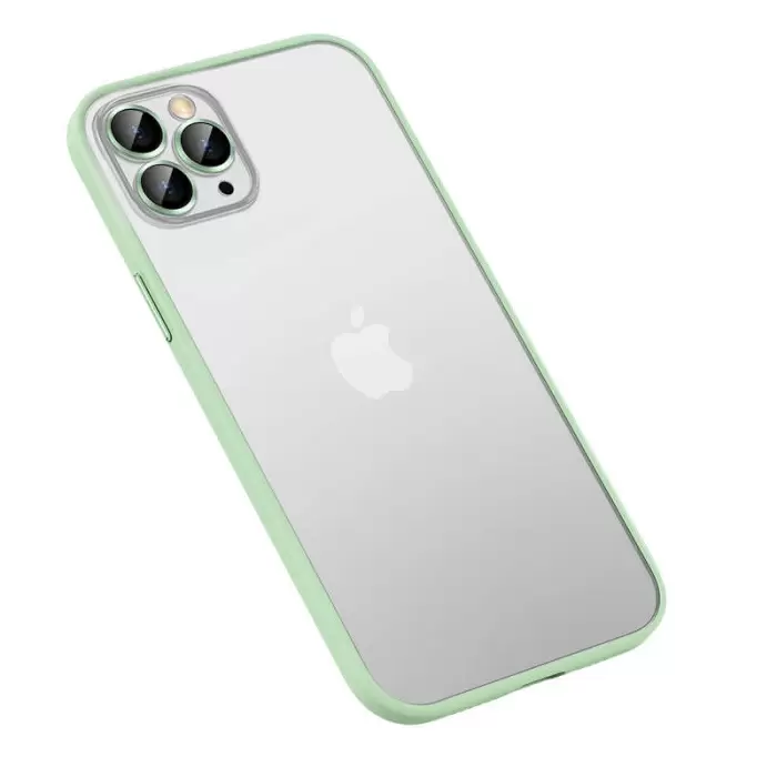 Apple iPhone 12 Pro Max Kamera Koruyucul Kılıf Arkası Buzlu Mat Transparan Retro Kapak Koruma