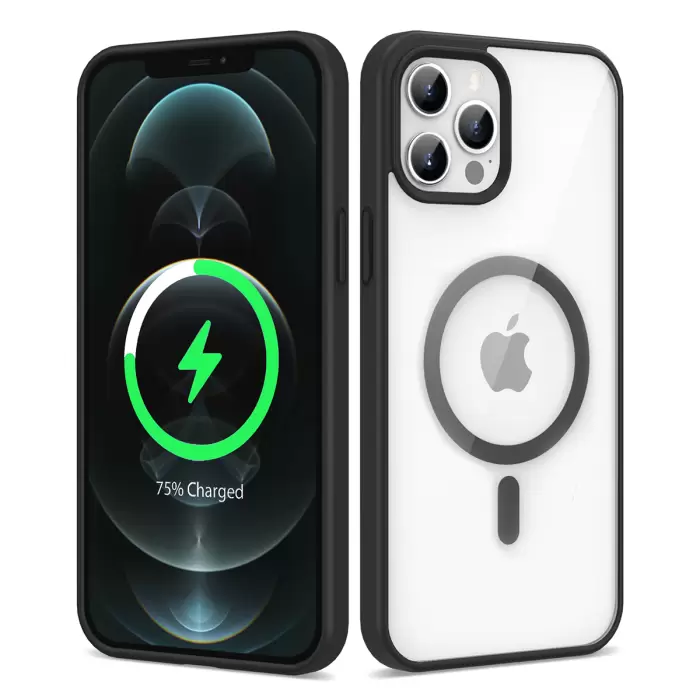 Apple iPhone 12 Pro Max Kılıf Kılıf Sert Silikon Magsafe Şarj Destekli Tam Koruma Renkli Ege Kapak