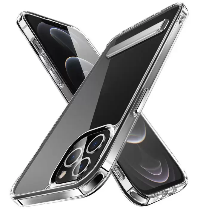 Apple iPhone 12 Pro Max Kılıf Standlı Şeffaf Silikon Lopard L-Stand Kapak