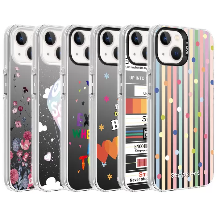 Apple iPhone 13 Kılıf Desenli Lopard Silver Sert Kapak