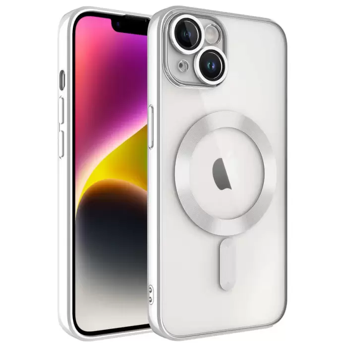 Apple iPhone 13 Kılıf Şeffaf Renkli Yumuşak Kamera Lens Korumalı Magsafe Şarj Kapak Demre
