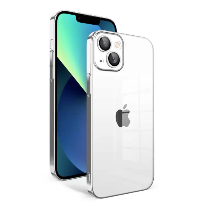 Apple iPhone 13 Kılıf Kamera Korumalı Renkli Çerçeveli Lopard Arkası Şeffaf Kilif Sert Kapak Garaj Orjinal Dokulu