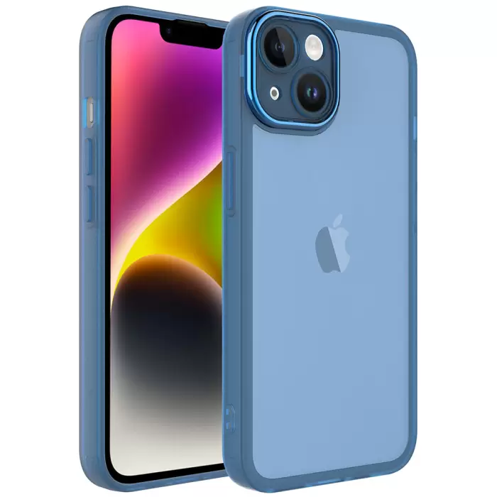Apple iPhone 13 Sert Parlak Kamera Ve Darbe Korumalı Arkası Renkli Şeffaf Post Kılıf
