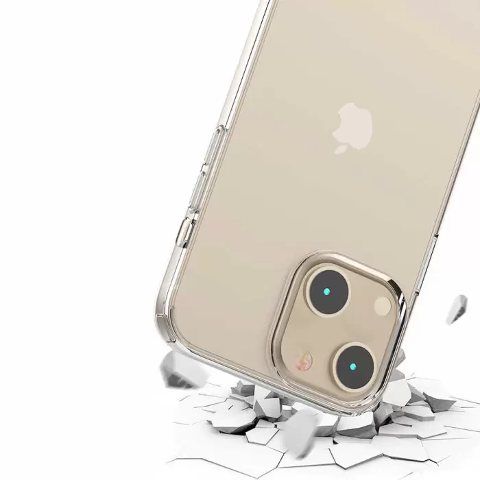 Apple iPhone 13 Coss Sert Darbe Emici Silikon Şeffaf Kamera Korumalı Arka Kapak