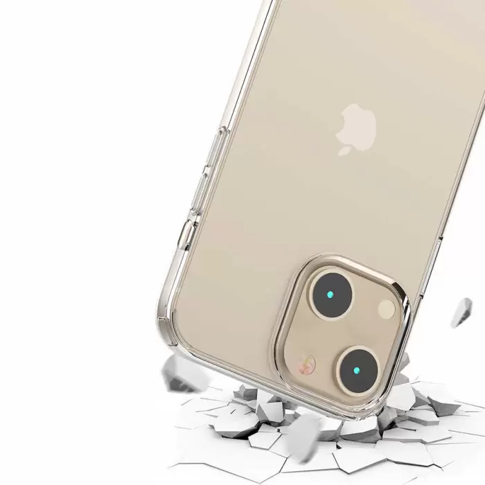 iPhone 13 Coss Sert Darbe Emici Silikon Şeffaf Kamera Korumalı Arka Kapak