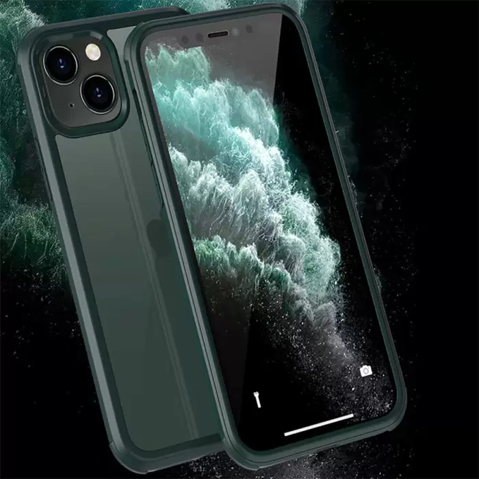 Apple iPhone 13 Kılıf Lopard Dor Silikon Temperli Cam Kapak