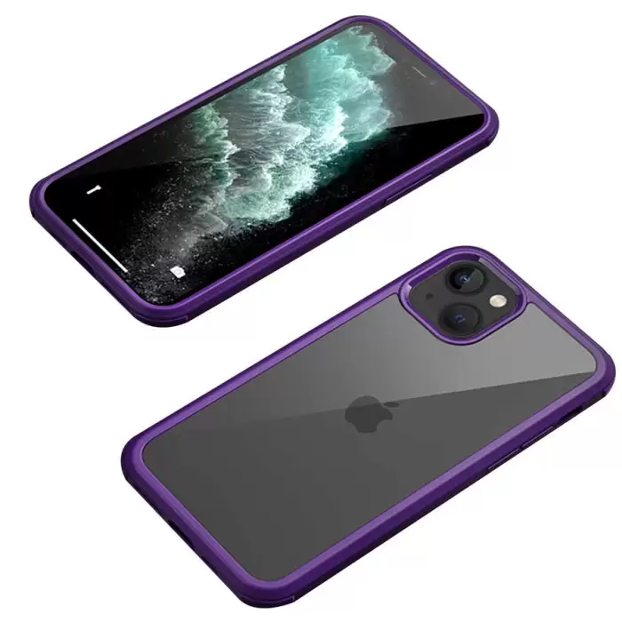 Apple iPhone 13 Kılıf Lopard Dor Silikon Temperli Cam Kapak