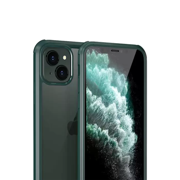 Apple iPhone 13 Kılıf Lopard Dor Silikon Temperli Cam Kapak