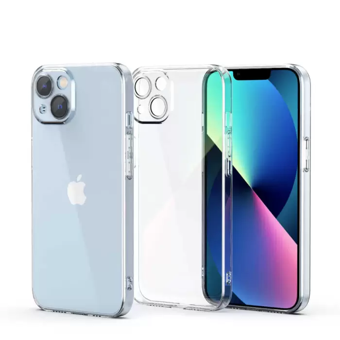 iPhone 13 Uyumlu Kılıf Full Kamera Korumalı Şeffaf Slim-fit Fizy Kapak