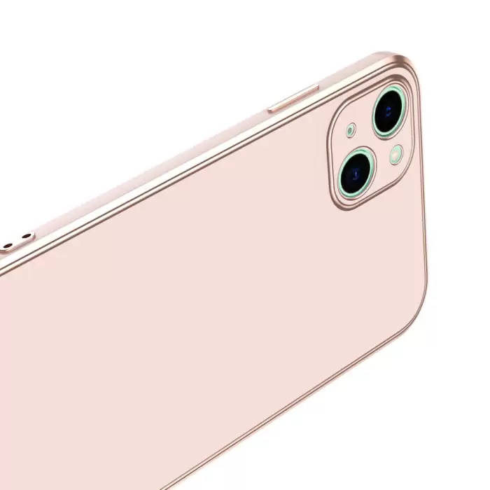 Apple iPhone 13 Kılıf  Parlak Kenarlı Altın Işlemeli Kamera Korumalı Kapak Bark