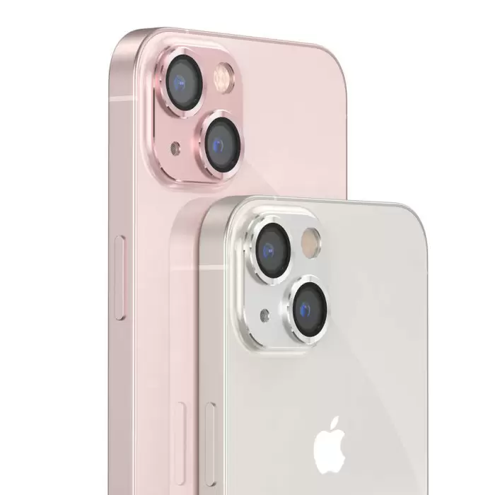 Apple iPhone 13 Mini Metal Çerçeveli Lens Koruma Parlak Renkli Kamera Koruyucu CL-08 Tam Koruma Temperli Cam CL-03