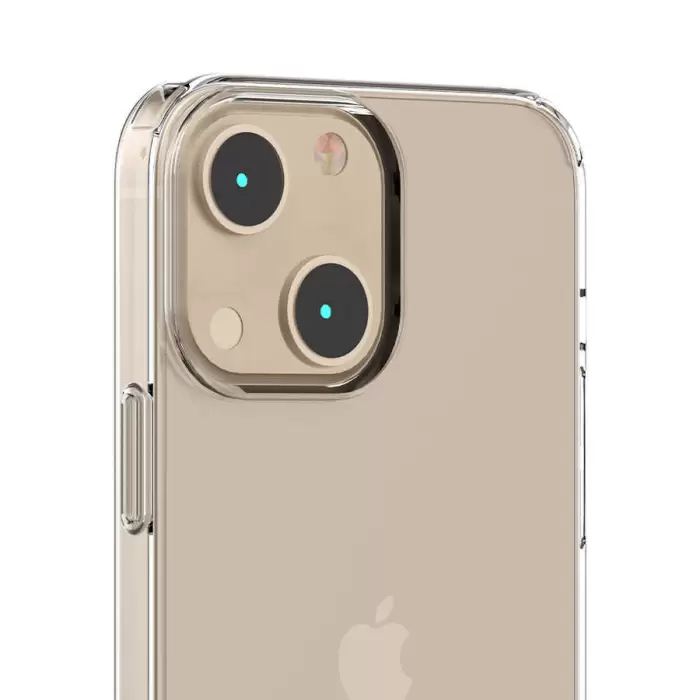 Apple iPhone 13 Mini Coss Sert Darbe Emici Silikon Şeffaf Kamera Korumalı Arka Kapak