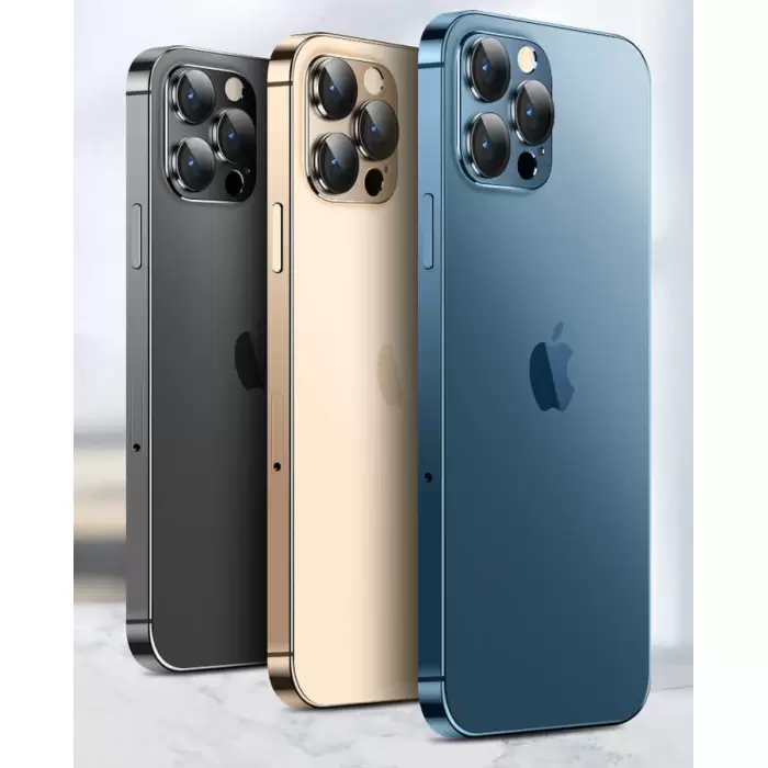 Apple iPhone 13 Pro Metal Çerçeveli Lens Koruma Parlak Renkli Kamera Koruyucu CL-08 Tam Koruma Temperli Cam CL-03