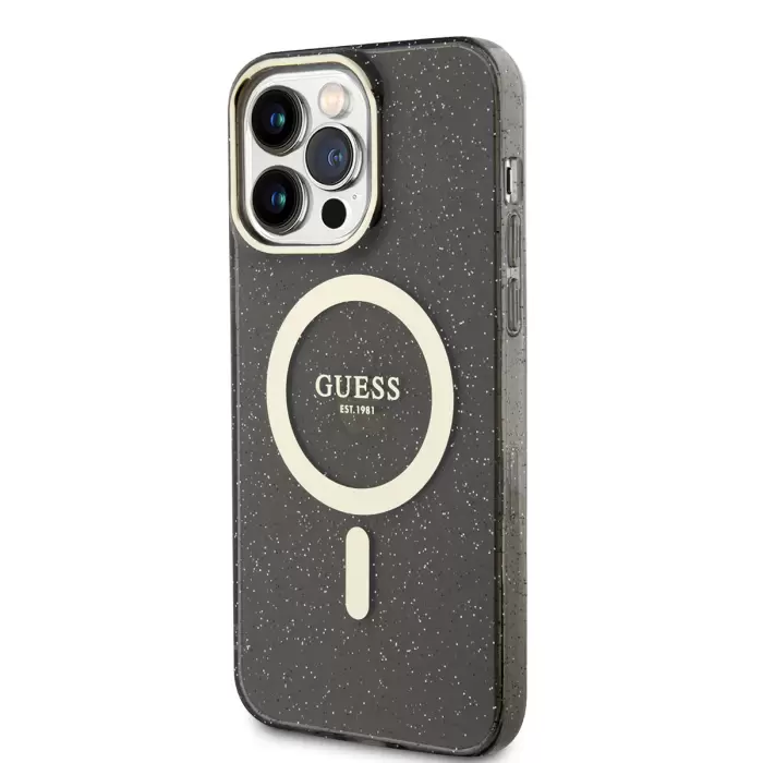 Apple İphone 13 Pro Kılıf Guess Magsafe Şarj Özellikli Glitter Kapak