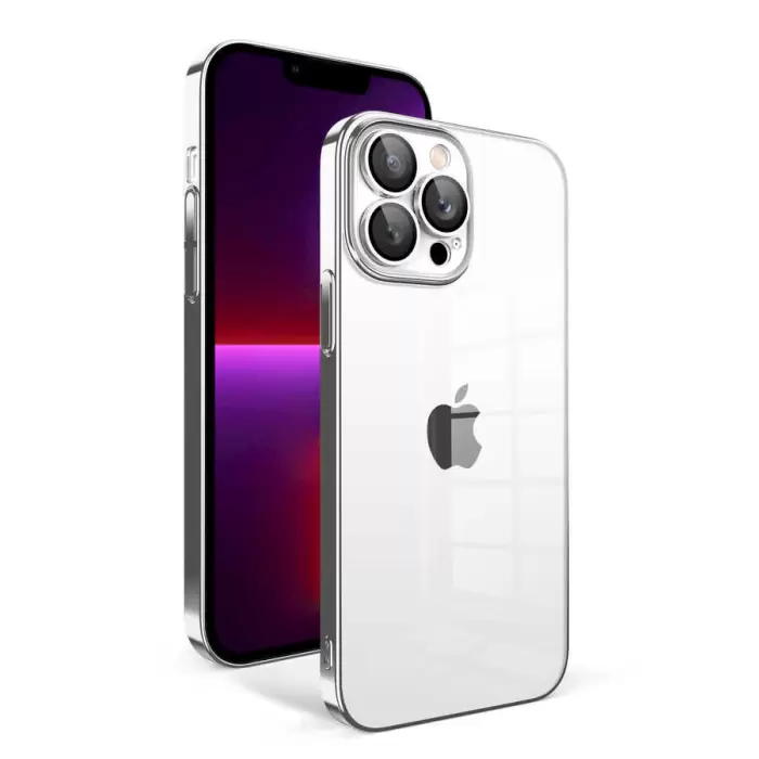 Apple iPhone 13 Pro Kılıf Kamera Korumalı Renkli Çerçeveli Lopard Arkası Şeffaf Kilif Sert Kapak Garaj Orjinal Dokulu