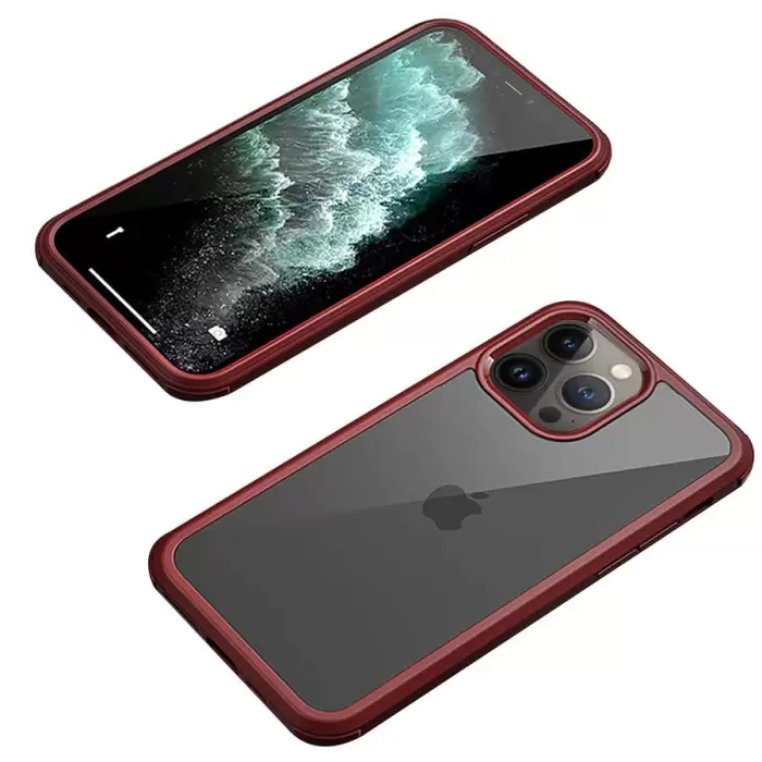 Apple iPhone 13 Pro Kılıf  Dor Silikon Temperli Cam Kapak