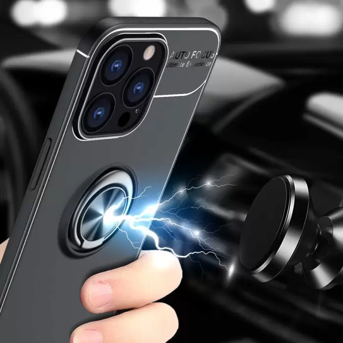 iPhone 13 Pro Kılıf  Kamera Korumalı Yüzüklü Standlı Koruyucu Kalite Ravel