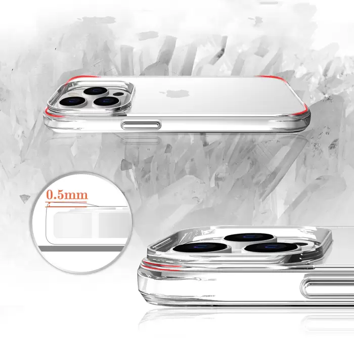 Apple iPhone 13 Pro Kılıf Lopard Şeffaf Ultra İnce Airbag Tasarımlı Okka Kapak