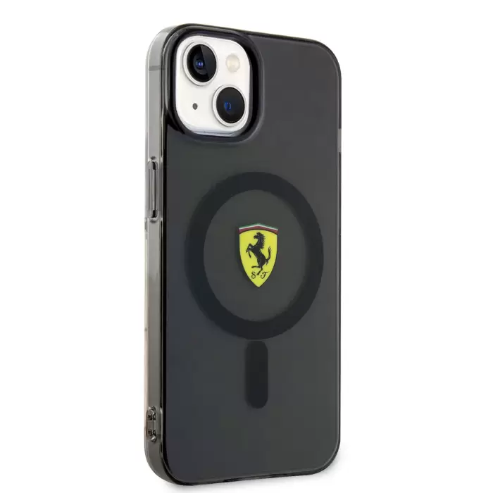 Apple İphone 14 Kılıf Ferrari Magsafe Şarj Özellikli Yarı Transparan Dizayn Kapak