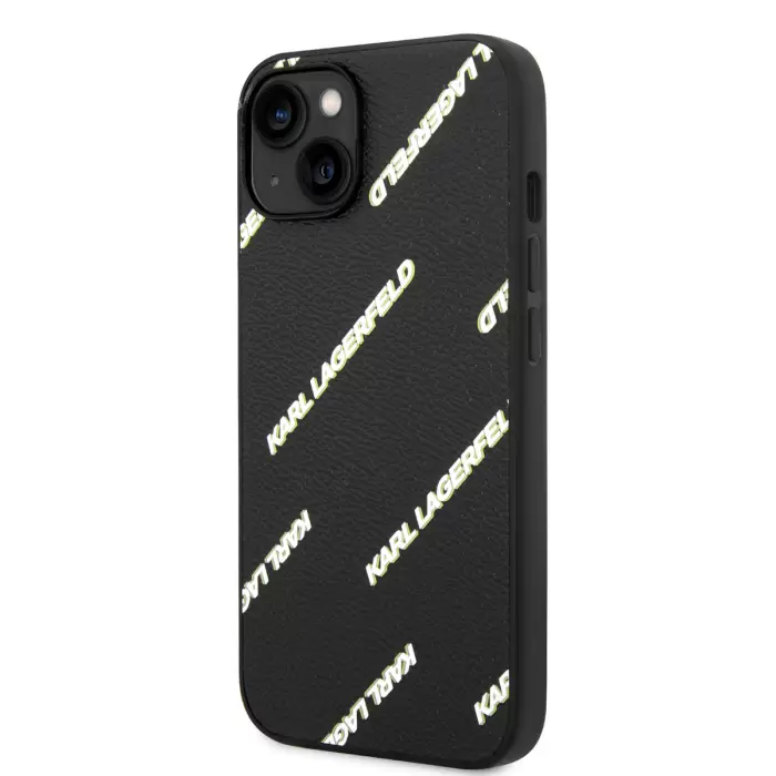 Apple İphone 14 Kılıf Karl Lagerfeld Pu Suni Deri Logolu Dizayn Kapak