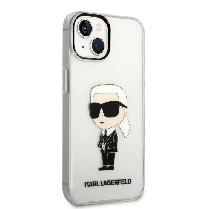 Apple İphone 14 Kılıf Karl Lagerfeld Transparan İkonik Karl Dizayn Kapak