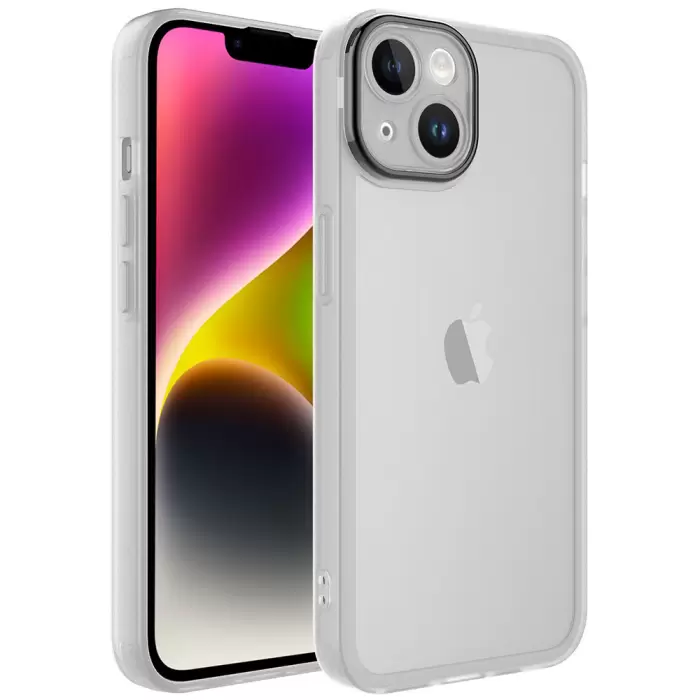 Apple iPhone 14 Plus Sert Parlak Kamera Ve Darbe Korumalı Arkası Renkli Şeffaf Post Kılıf
